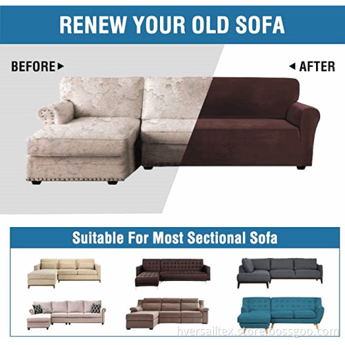 Velvet Stretch L-Shaped Thick Sofa Slipcovers